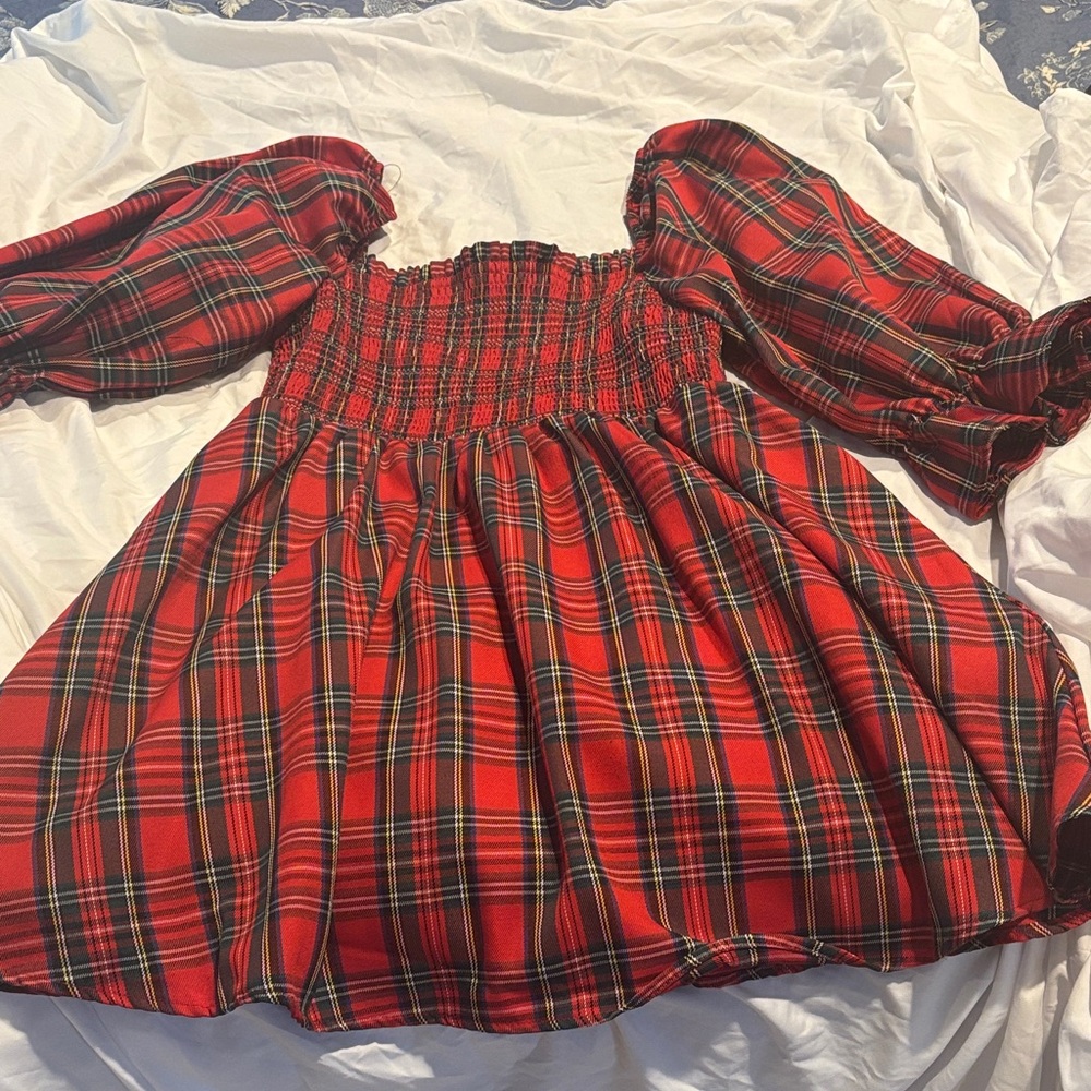 Francesca's Collections Red Plaid Dress
